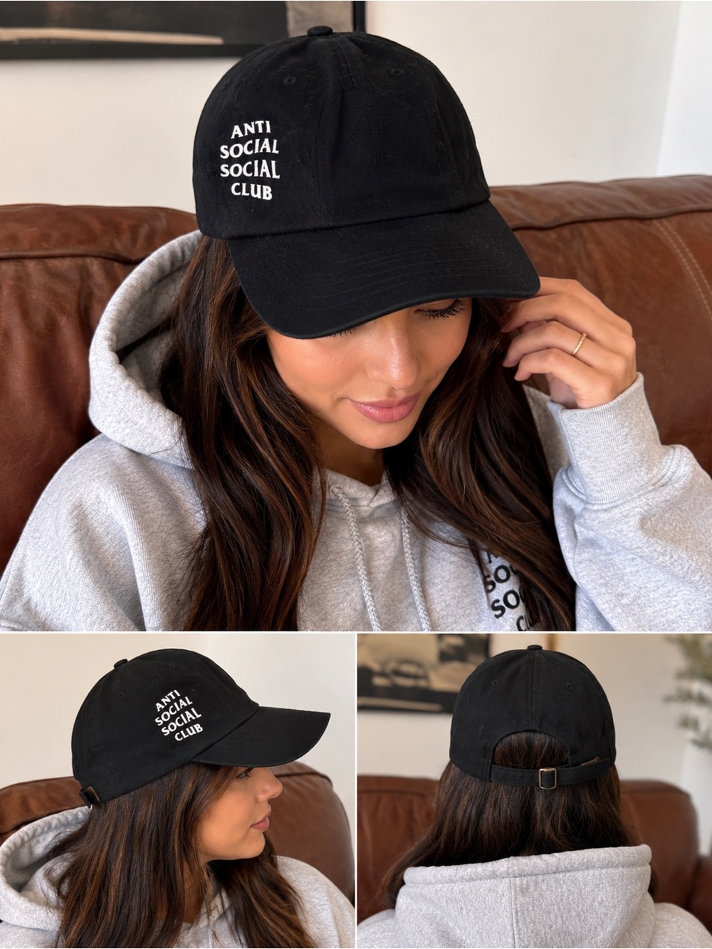 Authentic Anti Social Social Club Black Dad Hat Strapback Logo – Streetwear Cap